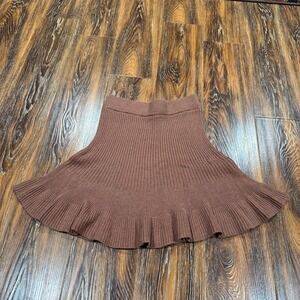 Free People Bronze Orange Brown Knit Sweater Mini Skirt‎ Women's Size S Small